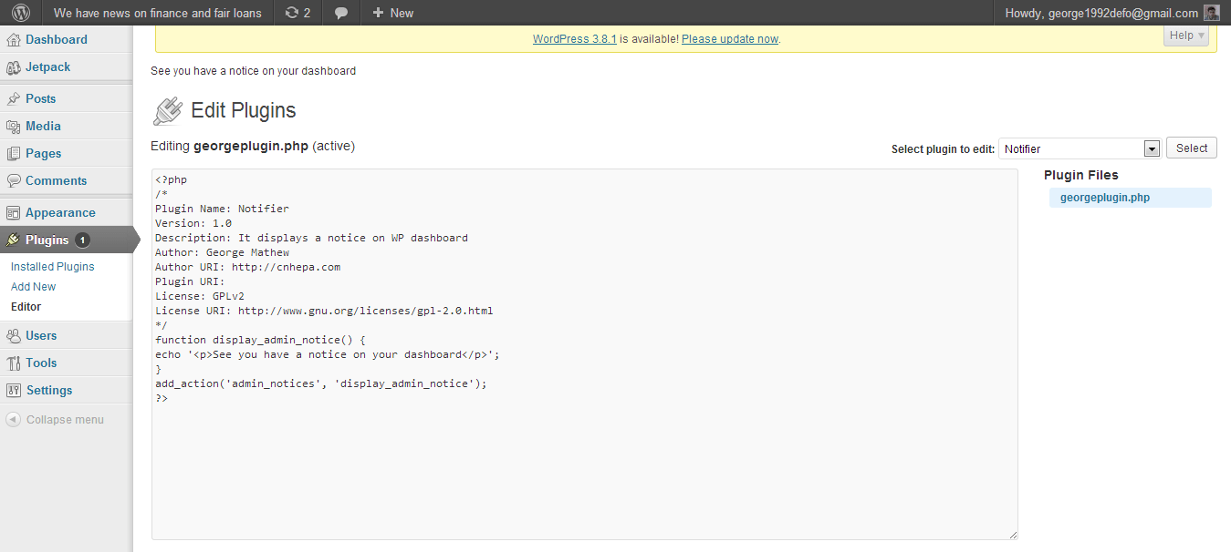1588176068 538 Example of writing a simple WordPress Plugin