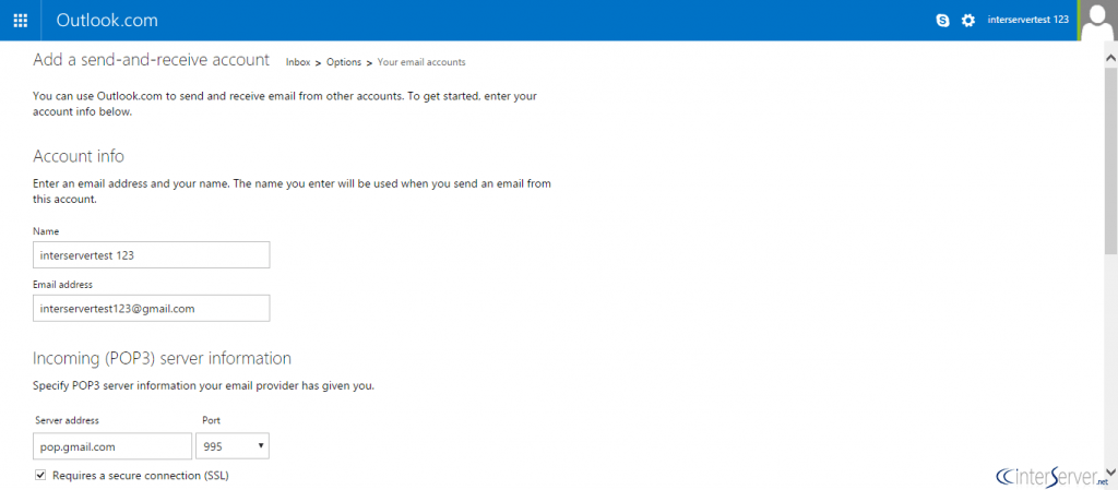 Set up Mail Fetching at Hotmail 5 Mail Fetching at Hotmail