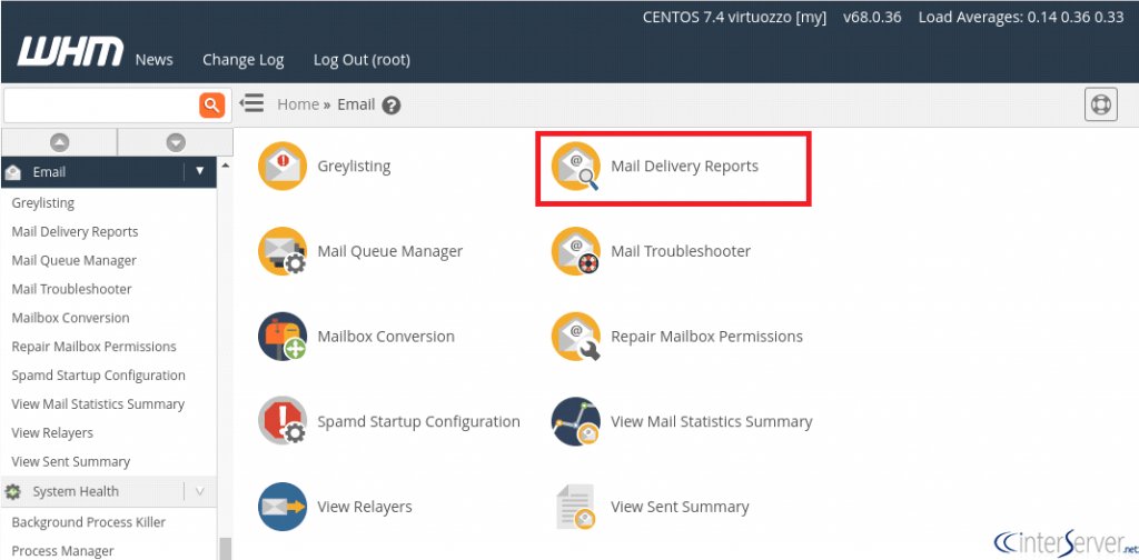Mail Delivery Reports in WHM 1 Mail Delivery Reports